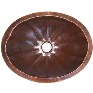 Mexican Copper Hammered Patina Sinks -- s6016 Oval Tangerine